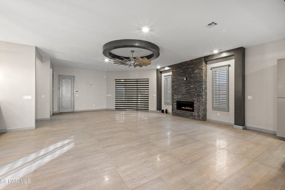 Living area with large fan