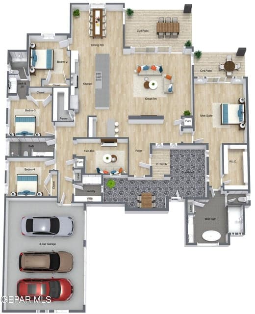1853 Pommel Place - 3D Floor Plan